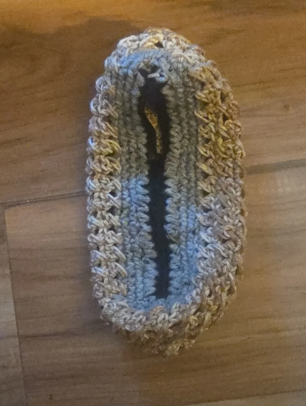 Neutral Crochet Knit Trunk Pouch - Gray & Cream